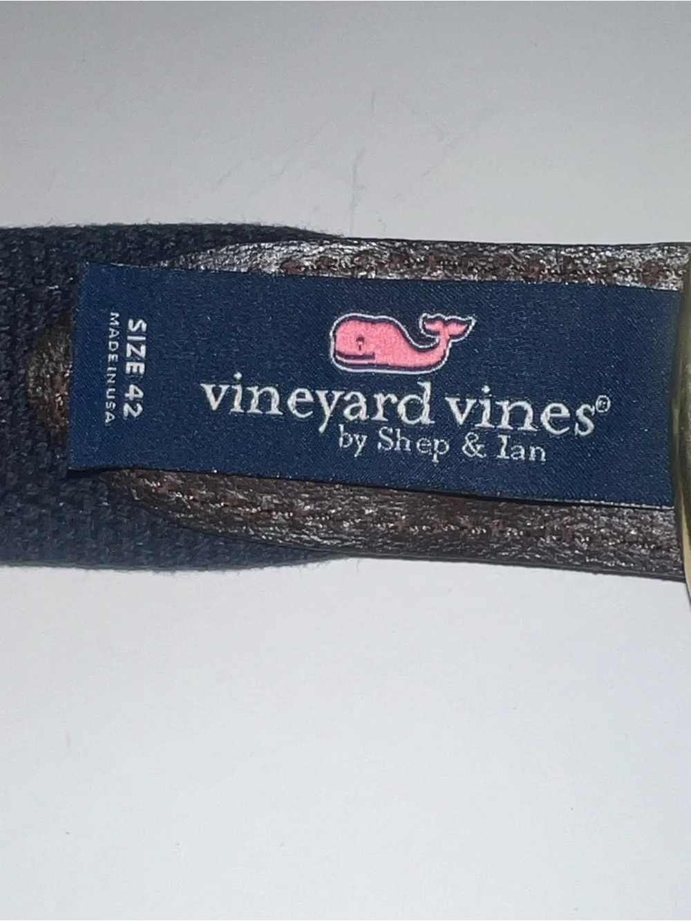 Vineyard Vines Penn State College Logo Pattern Preppy Leather Canvas Belt 42